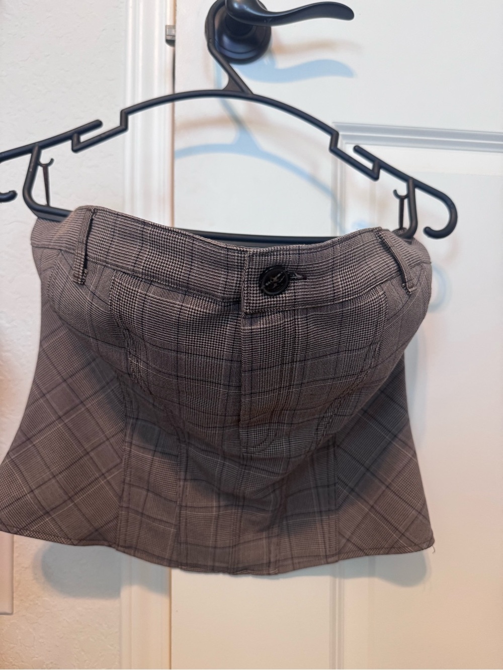 Classic Plaid A-Line Mini Skirt in Gray